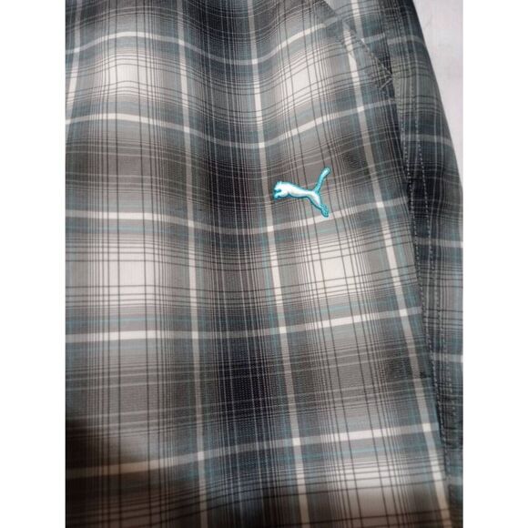 Puma Shorts Men's 36 Burmuda Shorts Gray Blue Plaid - Picture 3 of 6
